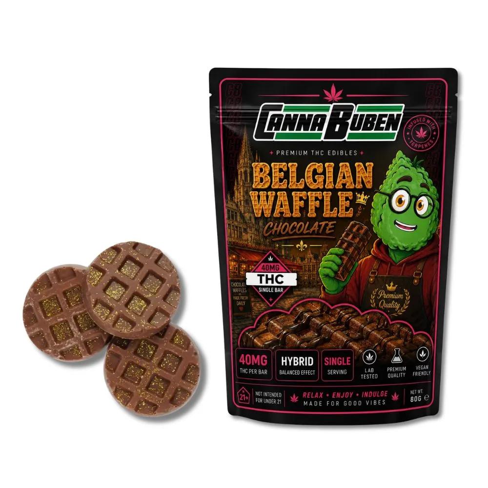 Cannabuben Belgian Waffle Chocolate 40mg (single bar)